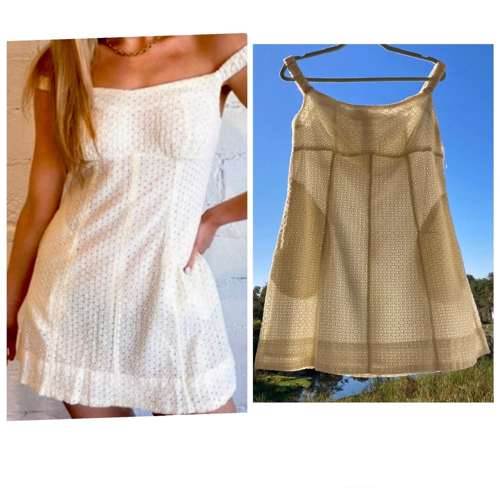 NEW Free People Berry Kiss Mini Dress Women's Sze S Ivory Off-The-Shoulder Lined